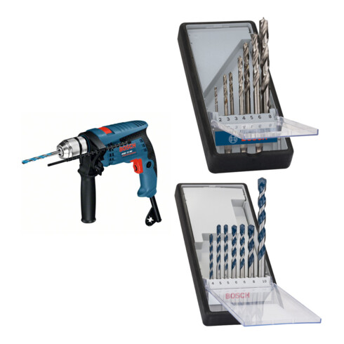 Set Bosch Schlagbohrmaschine GSB 13 RE + 7tlg. Robust Line Holzspiralbohrer-Set + 7tlg. Robust Line Betonbohrer-Set CYL-5