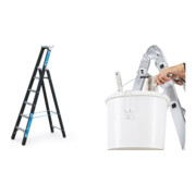 Set Schwerlaststehleiter Z600m. 1x5 Sprossen, AH 3,35m + Eimerhaken verz. f.Sprossenleitern