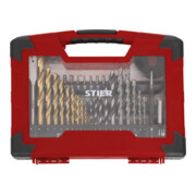 Set Makita Akku-Bohrschrauber 12V DF333DZ + STIER TiN-Bohrer-, Säge- und Bit-Set 100-teilig