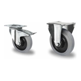 Set CASCOO Lenkrolle mit Totalfeststeller ø 200 mm Serie R4E2 Doppelkugellager + Bockrolle ø 200 mm Serie R4E2 Doppelkugellager