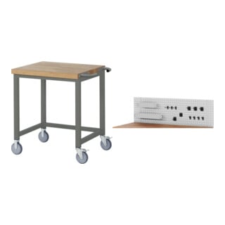 Set STIER Fahrbare Werkbank Premium BxTxH 750x700x880mm + Lochplatte BxTxH...