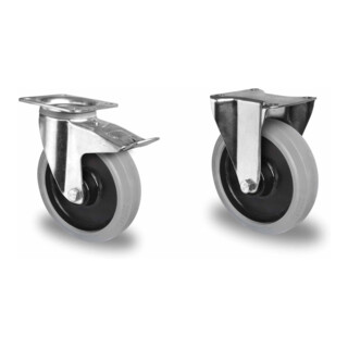 Set CASCOO Lenkrolle ø 80 mm Serie R4E2 Kugellager + Lenkrolle mit Totalfeststeller ø 80 mm Serie R4E2 Kugellager