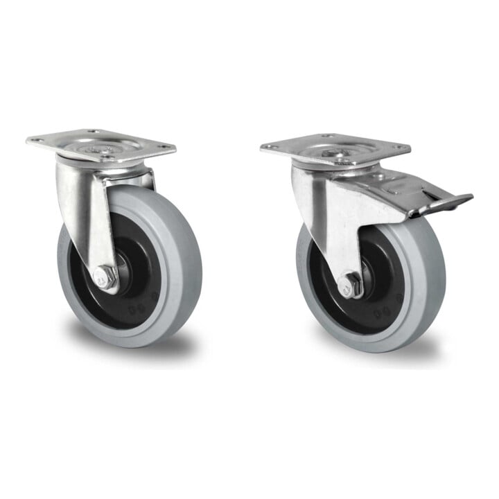 Set CASCOO Lenkrolle ø 100 mm Serie R4E2 Kugellager + Lenkrolle mit Totalfeststeller ø 100 mm Serie R4E2 Kugellager
