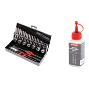 Set Stier STIER Gewindeschneidzeug-Satz / Gewindeschneider Set 32-teilig M3-M12 HSS-G + STIER Gewindeschneidpaste Bohrpaste 100 ml Wasser-/ Seifenbasis