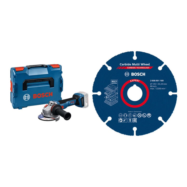 Set Bosch Akku-Winkelschleifer GWS 18V-11 S in L-BOXX 136 + EXPERT Carbide Multi Wheel Trennscheibe, 125 mm