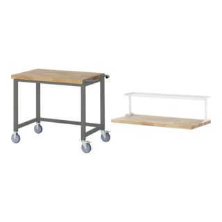 Set STIER Fahrbare Werkbank Premium BxTxH 1000x700x880mm + Ablage zur...