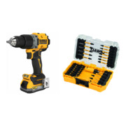 Set Dewalt Akku-Bohrschrauber 18V inkl. 2 x 18 V / 1.7 Ah Powerstack - Akkus + Bit-Set 31-tlg. schlagfest