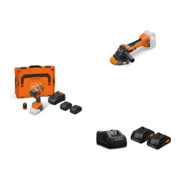 Set Fein Montage Schlagbohrschrauber ASB 18 + Winkelschleifer Ø 125 + Akku-Set