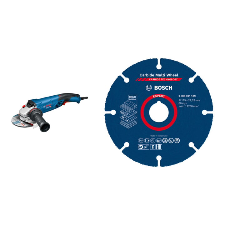 Set Bosch Winkelschleifer GWS 18-125 SPL + EXPERT Carbide Multi Wheel Trennscheibe 125 mm