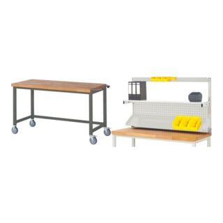 Set STIER Fahrbare Werkbank Premium BxTxH 1500x700x880 mm + Werkbankaufbau...