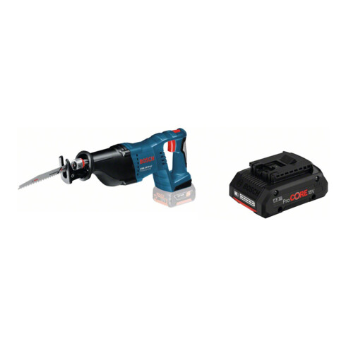 Set Bosch GSA 18 V-LI Solo Karton + Akkupack ProCORE 18 Volt, 4,0 Ah