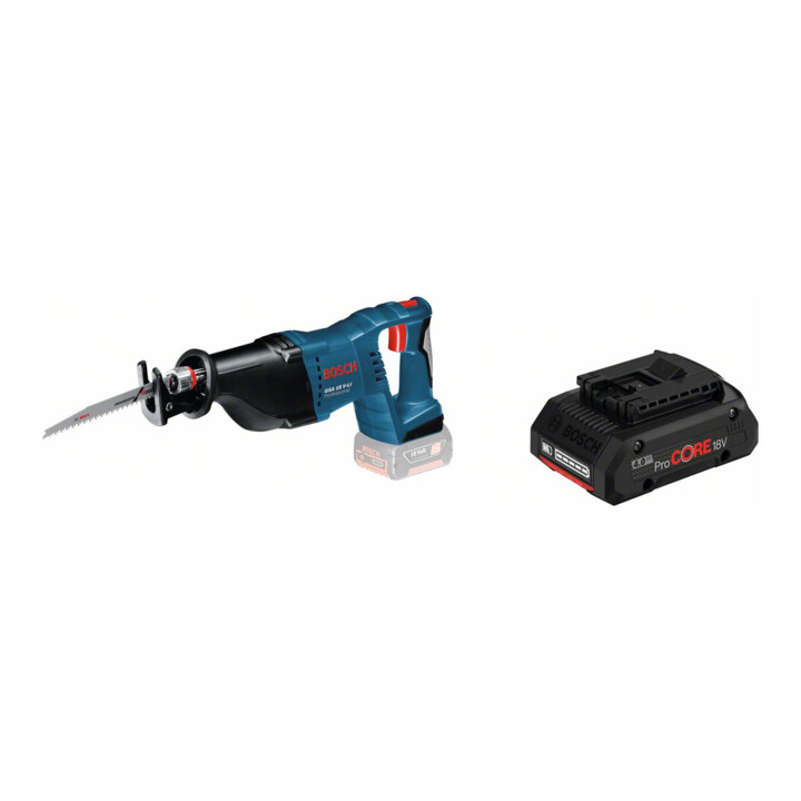 Set Bosch GSA 18 V-LI Solo Karton + Akkupack ProCORE 18 Volt, 4,0 Ah