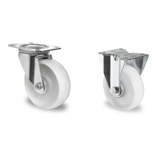 Set CASCOO Lenkrolle ø 160 mm Serie N0N0 Rollenlager + Bockrolle ø 160 mm Serie N0N0 Rollenlager