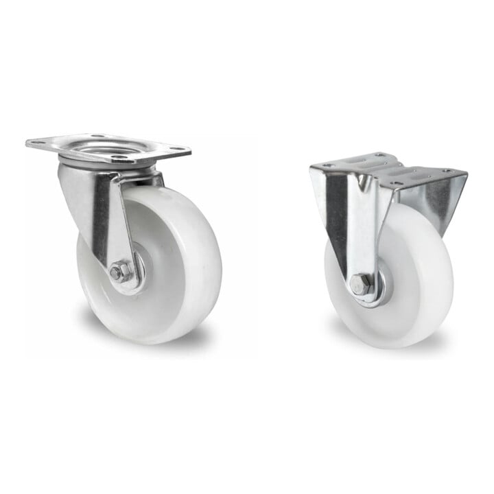 Set CASCOO Lenkrolle ø 160 mm Serie N0N0 Rollenlager + Bockrolle ø 160 mm Serie N0N0 Rollenlager