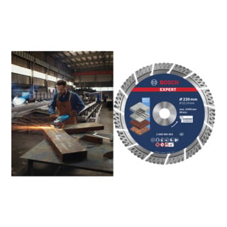Set Bosch Winkelschleifer GWS 22-230 P + EXPERT MultiMaterial Diamanttrennscheiben 230 x 22,23 x 2,4 x 15 mm