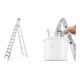 Set ZARGES R13step S - LM-Stufen-Stehleiter 10 Stufen + Eimerhaken verz. f.Sprossenleitern