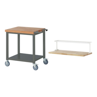 Set STIER Fahrbare Werkbank Premium mit Ablageboden BxTxH 750x700x880 mm +...