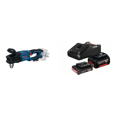 Set Bosch Winkelbohrmaschine GRD 18V-127 solo; C) + Starter-Set: 1x GBA 18V 2,0Ah + 1x GBA 18V 4,0Ah + GAL 18V-40