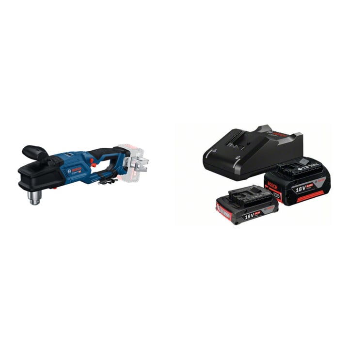 Set Bosch Winkelbohrmaschine GRD 18V-127 solo; C) + Starter-Set: 1x GBA 18V 2,0Ah + 1x GBA 18V 4,0Ah + GAL 18V-40