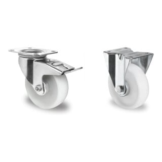 Set CASCOO Lenkrolle mit Totalfeststeller ø 125 mm Serie N0N0 Rollenlager +...