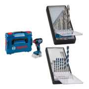 Set Bosch Akku-Drehschlagschrauber GDX 18V-210 C in L-BOXX + 7tlg. Robust Line Holzspiralbohrer-Set + 7tlg. Robust Line Betonbohrer-Set