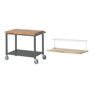 Set STIER Fahrbare Werkbank Premium mit Ablageboden BxTxH 1000x700x880 mm +...
