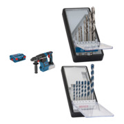 Set Bosch Akku-Schlagbohrhammer GBH 18 V-26 + 7tlg. Robust Line Holzspiralbohrer-Set + 7tlg. Robust Line Betonbohrer-Set