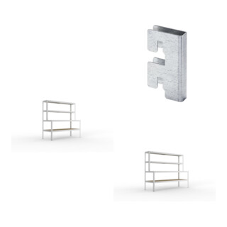 Set Packtisch mit Ablage 1970/970 x 2000 x 400/800 vzk + Packtisch mit Ablage 1970/970 x 2500 x 400/800 vzk + Zubehör Päckchen Verdübelungsset + 4 Stück Profilverbinder verzinkt