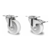 Set CASCOO Lenkrolle ø 100 mm + Lenkrolle mit Totalfeststeller ø 100 mm