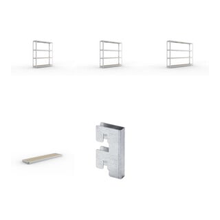Set Weitspannregal vzk 1700x400x1970 + SPEED-RACK Zusatzfachebene 1700x400 mm + Weitspannregal SPEED RACK2000x400x1970 mm + Weitspannregal SPEED RACK2500x400x1970 mm + Zubehör Päckchen Verdübelungsset + 4 Stück Profilverbinder verzinkt