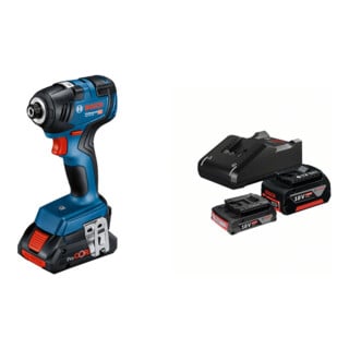 Set Bosch Akku-Schlagschrauber 18V, Typ: GDR18V200 + Starter-Set: 1x GBA 18V 2,0Ah + 1x GBA 18V 4,0Ah + GAL 18V-40