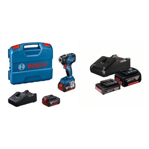 Set Bosch Akku-Schlagschrauber 18V, Typ: GDR18V200 + Starter-Set: 1x GBA 18V 2,0Ah + 1x GBA 18V 4,0Ah + GAL 18V-40