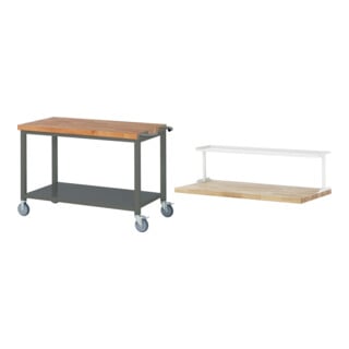 Set STIER Fahrbare Werkbank Premium mit Ablageboden BxTxH 1250x700x880 mm +...