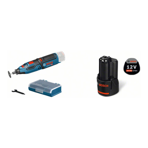 Set Bosch clic & go! 10,8 Volt Multirotationswerkzeug + Akkupack GBA 12 Volt, 3,0 Ah
