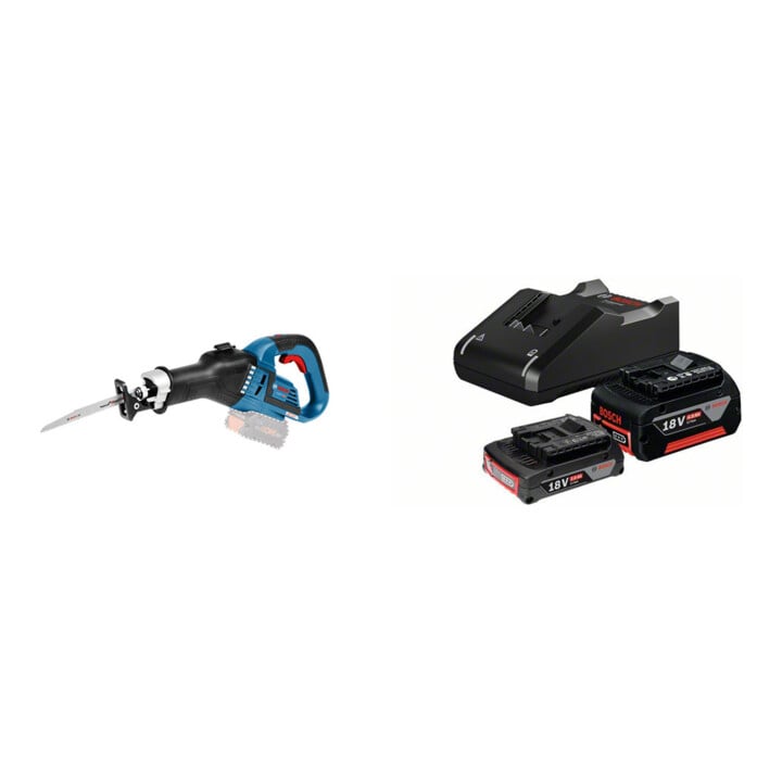 Set Bosch Akku-Säbelsägen GSA 18 V-32 Solo Version + Starter-Set: 1x GBA 18V 2,0Ah + 1x GBA 18V 4,0Ah + GAL 18V-40