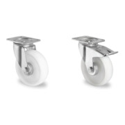 Set CASCOO Lenkrolle ø 200 mm + Lenkrolle mit Totalfeststeller ø 200 mm