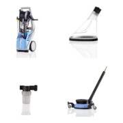 Set Kränzle Hochdruckreiniger K 1154 TST + Spritzschutz + Terrassenreiniger Round Cleaner UFO lang mit Räder (D12) + Wassereingangsfilter (Wasserausgang in Messingausführung)