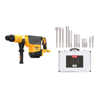 Set DEWALT Akku-Kombihammer SDS-max, 54V, Basisversion + Stier SDS-Plus Bohrer & Meißelsatz, 17-teilig