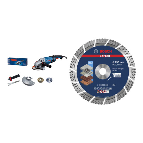 Set Bosch Winkelschleifer GWS 30-230 PB + EXPERT MultiMaterial Diamanttrennscheiben 230 x 22,23 x 2,4 x 15 mm
