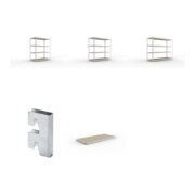 Set Weitspannregal vzk 1700x800x1970 + SPEED-RACK Zusatzfachebene 1700x800 mm + Weitspannregal SPEED RACK2000x800x1970 mm + Weitspannregal SPEED RACK2500x800x1970 mm + Zubehör Päckchen Verdübelungsset + 4 Stück Profilverbinder verzinkt