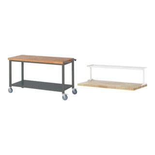Set STIER Fahrbare Werkbank Premium mit Ablageboden BxTxH 1500x700x880 mm +...