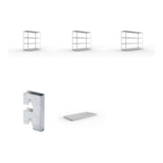 Set Weitspannregal vzk 1700x800x1970 + SPEED-RACK Zusatzfachebene 1700x800 mm + Weitspannregal Speed-RackGr 1970x2000x800 mm + Weitspannregal vzk 2500x800x1970 + Zubehör Päckchen Verdübelungsset + 4 Stück Profilverbinder verzinkt