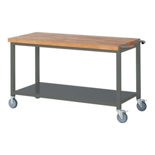 Set STIER Fahrbare Werkbank Premium mit Ablageboden BxTxH 1500x700x880 mm +...