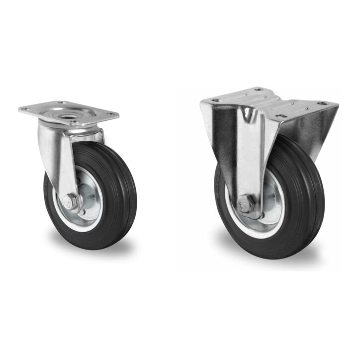 Set CASCOO Lenkrolle ø 125 mm + Bockrolle ø 125 mm