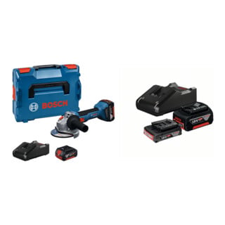 Set Bosch Akku-Winkelschleifer GWS 18V-8 + Starter-Set: 1x GBA 18V 2,0Ah + 1x GBA 18V 4,0Ah + GAL 18V-40