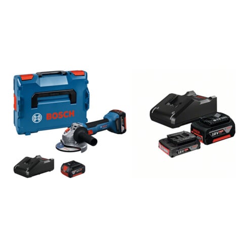 Set Bosch meuleuse d’angle sans fil GWS 18V-8 + kit de démarrage 1x GBA 18V 2,0Ah + 1x GBA 18V 4,0Ah + GAL 18V-40