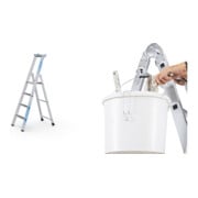 Set ZARGES Saferstep S - LM-Stufen-Stehleiter 4 Stufen + Eimerhaken verz. f.Sprossenleitern
