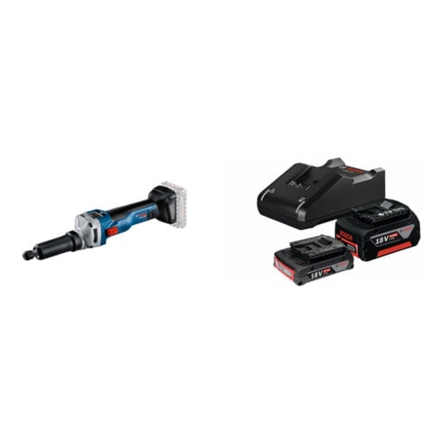 Set Bosch Akku-Geradschleifer GGS 18V-10 SLC + Starter-Set: 1x GBA 18V 2,0Ah + 1x GBA 18V 4,0Ah + GAL 18V-40