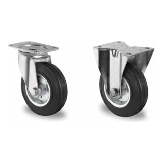 Set CASCOO Lenkrolle ø 125 mm Serie SWS4 Rollenlager + Bockrolle ø 125 mm...
