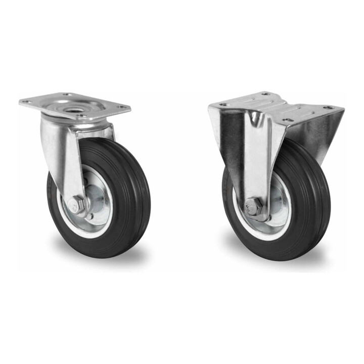 Set CASCOO Lenkrolle ø 125 mm Serie SWS4 Rollenlager + Bockrolle ø 125 mm...